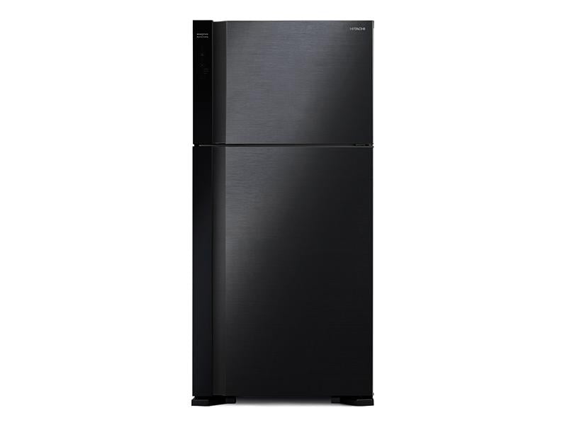 Hitachi 600-liter Double Door Refrigerator with Inverter Compressor, Brilliant Black - RV750PUN7KBBK; Frost Free Top Mount Freezer, Dual Fan Cooling - Hitachi 600-liter Double Door Refrigerator with Inverter Compressor, Brilliant Black - RV750PUN7KBBK; Frost Free Top Mount Freezer, Dual Fan Cooling