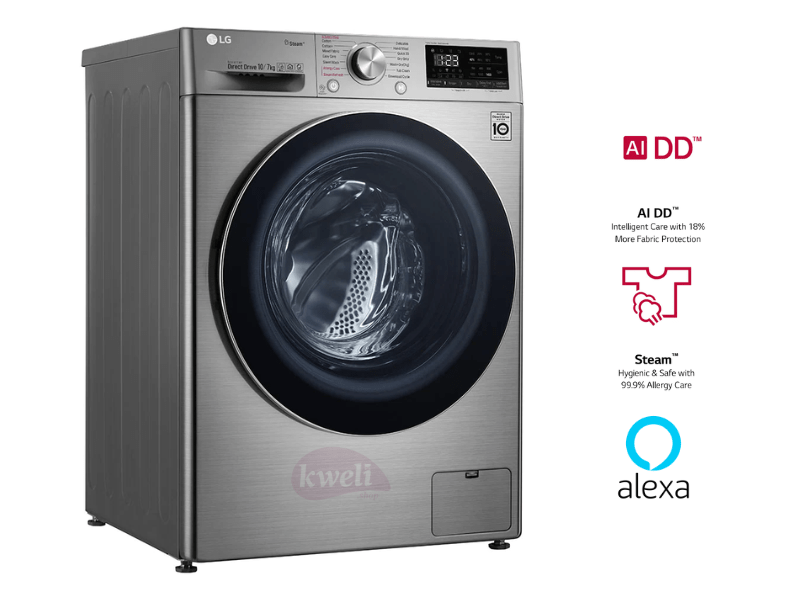 LG 10.5/7kg Front Load Washer/Dryer F4V5RGP2T; AI Direct Drive,1400 rpm, Steam, Allergy Care, Wireless Control - LG 10.5/7kg Front Load Washer/Dryer F4V5RGP2T