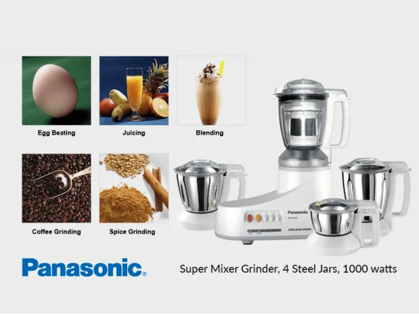 Panasonic Mixer Grinder with Steel Jars MXAC400, 1000W Mixer-Grinders Blenders