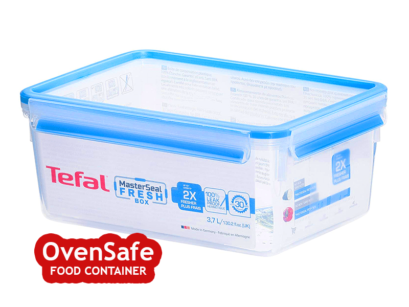 Tefal 3.7-liter Ovensafe Plastic Food Storage Container, Rectangular - Clear Blue K3022012 - Tefal 3.7-liter Ovensafe Plastic Food Storage Container, Rectangular - Clear Blue K3022012