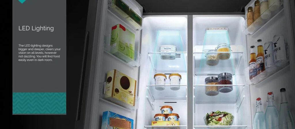 Hisense 670 liter French Door Refrigerator with Dispenser LED Lighting scaled -