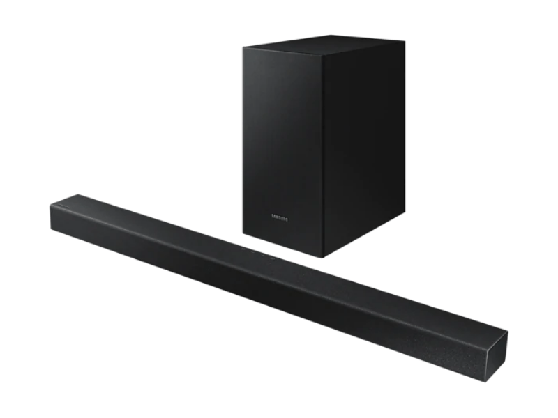 Samsung 2.1 Ch Soundbar HW-T450 -200W, Wireless Subwoofer, Bluetooth Power On, One Remote, Game Mode - Samsung 2.1 Ch Soundbar HW-T450 -200W, Wireless Subwoofer, Bluetooth Power On, One Remote, Game Mode