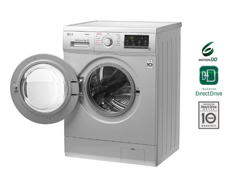 LG 7kg Front Load Washing Machine FH2J3QDNG5P; 1200 rpm, Steam Option, 6 Motion Inverter Direct Drive, - LG 7kg Front Load Washing Machine FH2G7QDY5_