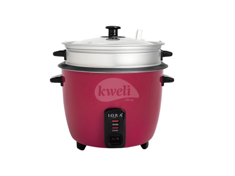 IQRA 1.8-liter Rice Cooker with Steamer IQRC18ST, Red, 700 watts - IQRA 1.8-litre Rice Cooker