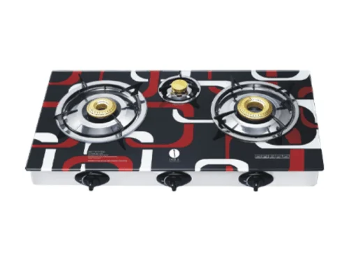 IQRA Gas Stove IQ-GS3BG; Auto Ignition, 3-Gas Burner Glass Top Gas Stove IQRA Appliances