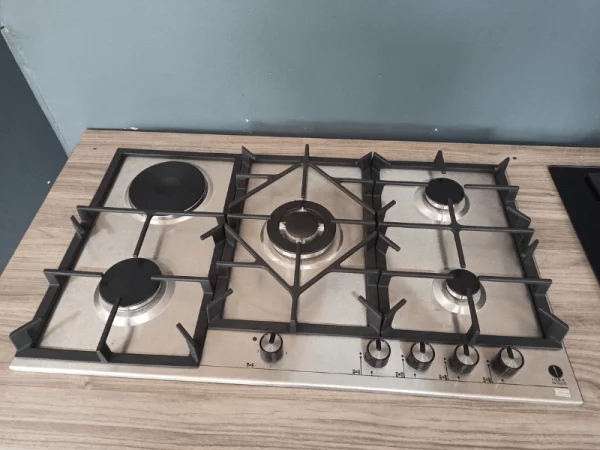 IQRA Built-in Hob MOON 9L3GTP – 90cm, 4 Gas Burners, 1 Electric Hob Auto Ignition, Stainless Steel, Cast Iron Pan Support IQRA Appliances