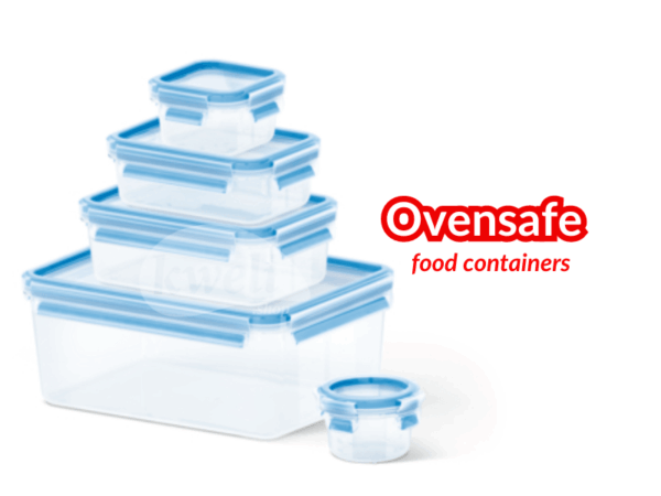 Tefal 5pc Masterseal Ovensafe Food Container Set K3029012; Plastic, Leakproof, Microwave 110 oC, BPA-free, Set of 5, 0.15L-0.25L-0.55L-1L-3.70L