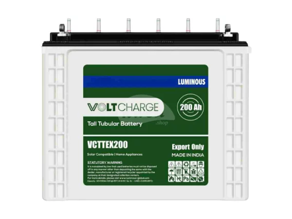 Luminous 200AH 12V Voltcharge Tubular Battery VCTTEX200; Low Maintenance, 2.4kWh , Made in India Luminous Solar Batteries