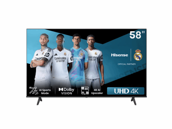 Hisense 58-inch Frameless UHD 4K Smart TV 58A6N; LED Display, 4K AI Upscaler, Dolby Vision & HDR10+, Game Mode PLUS, Bluetooth & Wi-Fi, VIDAA Smart OS 4K Smart TVs