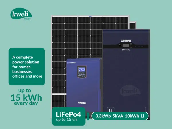 Kweli Energy 3.3kWp-5kVA48-10kWh-Lithium Hybrid Solar System; Complete Solar System for home or business Complete Solar Systems