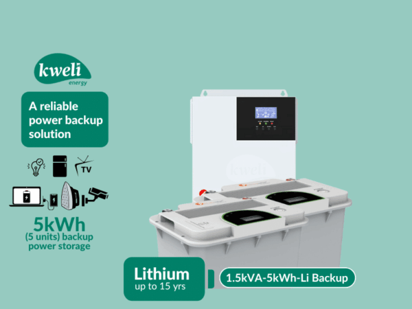 Kweli Energy 1.5kVA-5kWh1212 Lithium Hybrid Power Backup System; Durable Inverter-Battery Backup, Charge with Umeme/UEDCL or Generator,  Store upto 5 Units of Power