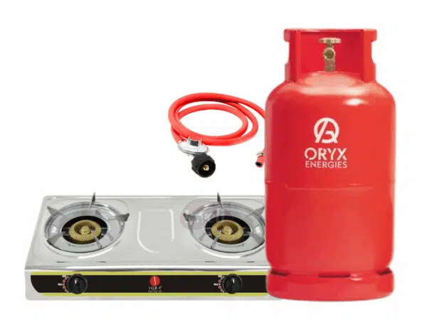 Oryx Gas 13kg Full Set with 2 Burner Gas Stove – Ready to Cook Cooking Gas