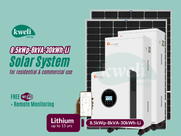 Kweli Energy 8.5kWp-8kVA-30kWh Lithium Smart Hybrid Solar System; Generate up to 38 Units of Power Daily, Automatic Switchover, FREE Remote Monitoring via WiFi, Charge with Grid/UEDCL, Generator or Solar Complete Solar Systems 2