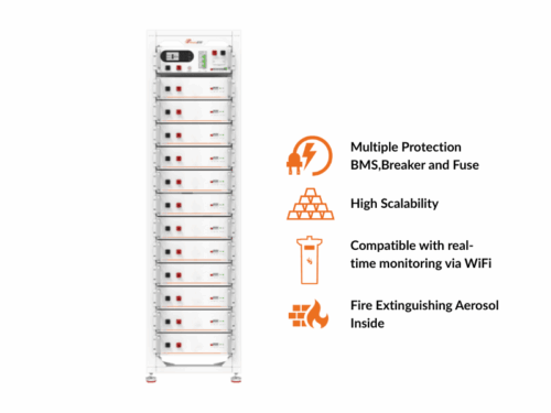Felicity 61.44kWh High Voltage Lithium Battery System LUX-Y-48100HG01; 12 × 5.12kWh (48V 100Ah) Modules, 90% DoD, 6000+ Cycles, Built-in BMS, Stack-Mount, Scalable Felicity Lithium Solar Batteries 2