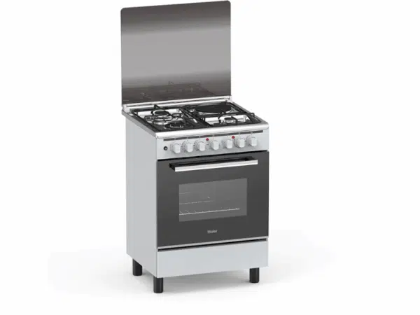Haier 3 Gas + 1 Electric Cooker HCR2031EGB; 60×60 Stove, Electric Oven, Cast-Iron Grills, Glass Top Lid Combo Cookers 2