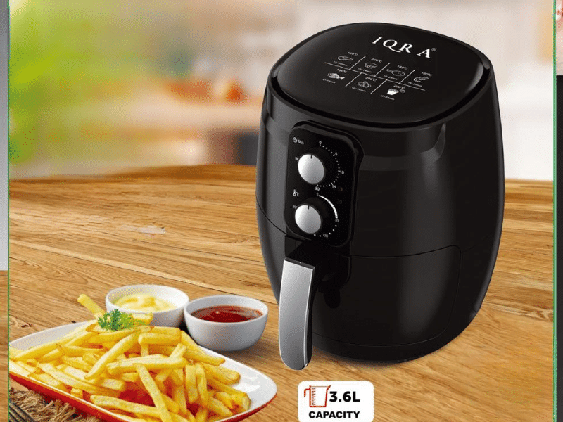 IQRA 3.6L Air Fryer IQ-AF45M – Black; 1350W Power, Up to 200°C Temperature, 30-Minute Timer, SS304 Heating Element, Overheating Protection - Iqra 3.6L Air Fryer IQ-AF45M – Black
