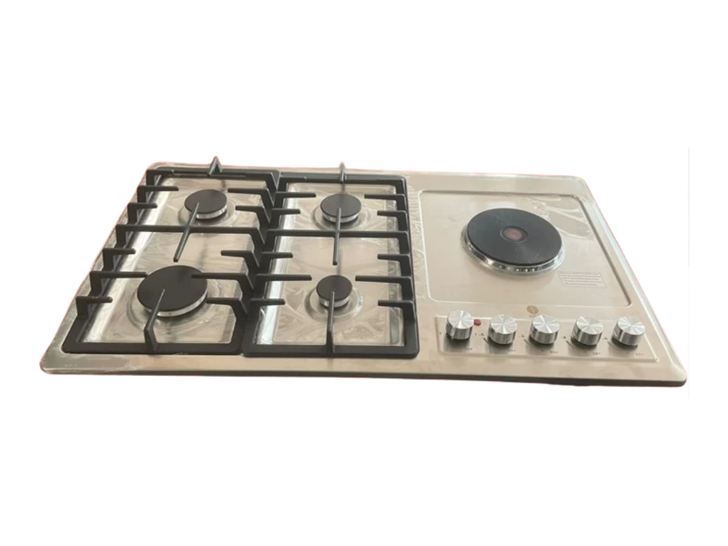 IQRA Built-In Hob, 90cm, 4 Gas Burners + 1 Electric Plate, Stainless Steel Top, Pulse Ignition, Cast Iron Pan Supports, Jet Burner – IQ-KH5006E-SS - IQRA Built-In Hob, 90cm, 4 Gas Burners + 1 Electric Plate, Stainless Steel Top, Pulse Ignition, Cast Iron Pan Supports, Jet Burner – IQ-KH5006E-SS