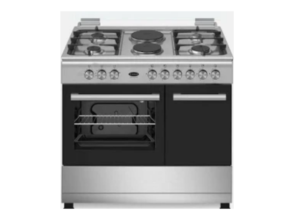 Venus 90×60cm Freestanding Cooker VC9642BX; 4 Gas Burners, 2 Electric Hotplates, Electric Oven & Grill, Rotisserie, Gas Compartment