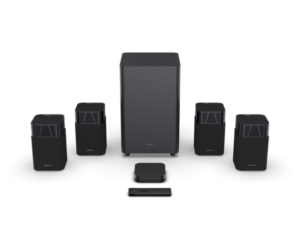 Hisense 4.1.2ch Home Theatre System HT-SATURN; 720W Power, Wireless Subwoofer, 4 Satellite Speakers, Dolby Atmos, DTS:X, HDMI eARC