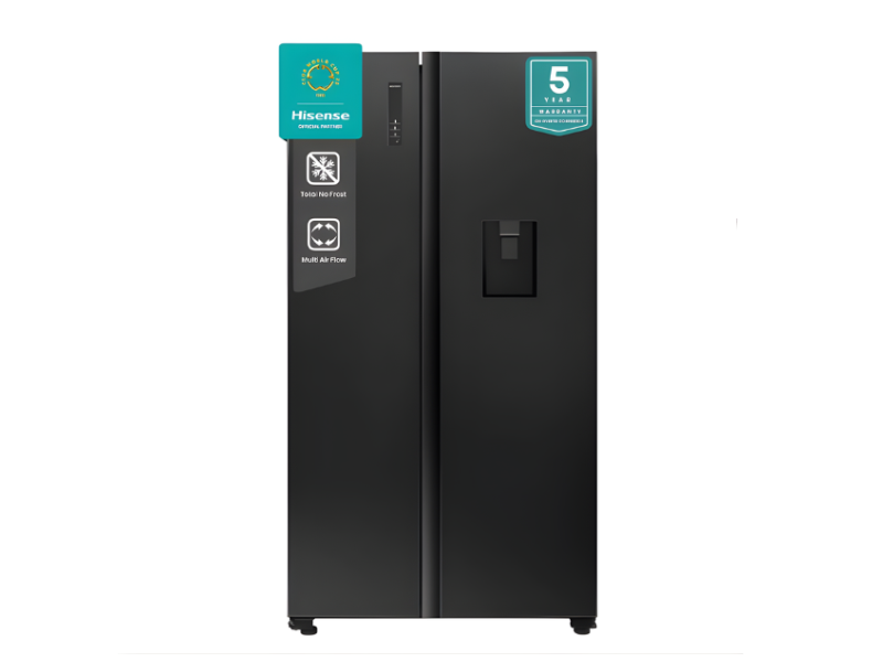 Hisense 750L Side-by-Side Refrigerator RC-75WS4SB1 Glass Black; Total No Frost, Water Dispenser, Multi Air Flow, LED Touch Control, A+ - Hisense 750L Side-by-Side Refrigerator RC-75WS4SB1 Glass Black; Total No Frost, Water Dispenser, Multi Air Flow, LED Touch Control, A+ - Image 2