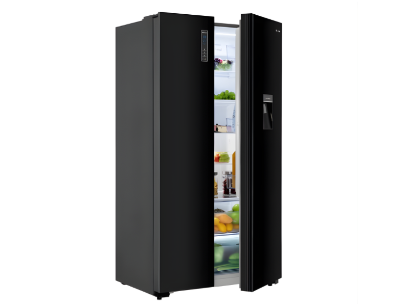 Hisense 750L Side-by-Side Refrigerator RC-75WS4SB1 Glass Black; Total No Frost, Water Dispenser, Multi Air Flow, LED Touch Control, A+ - Hisense 750L Side-by-Side Refrigerator RC-75WS4SB1 Glass Black; Total No Frost, Water Dispenser, Multi Air Flow, LED Touch Control, A+